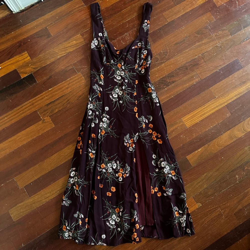 Reformation maroon Floral Midi Dress -
